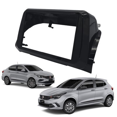 moldura 2 din fiat argo cronos 2017 a 2021 somente para mp5 fiamon 4083 black piano