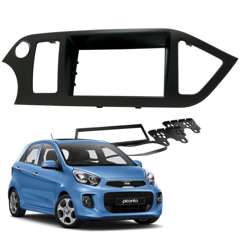 Moldura 2 Din Painel Kia Picanto 2012 à 2017 Fiamon - 3171 - Preto