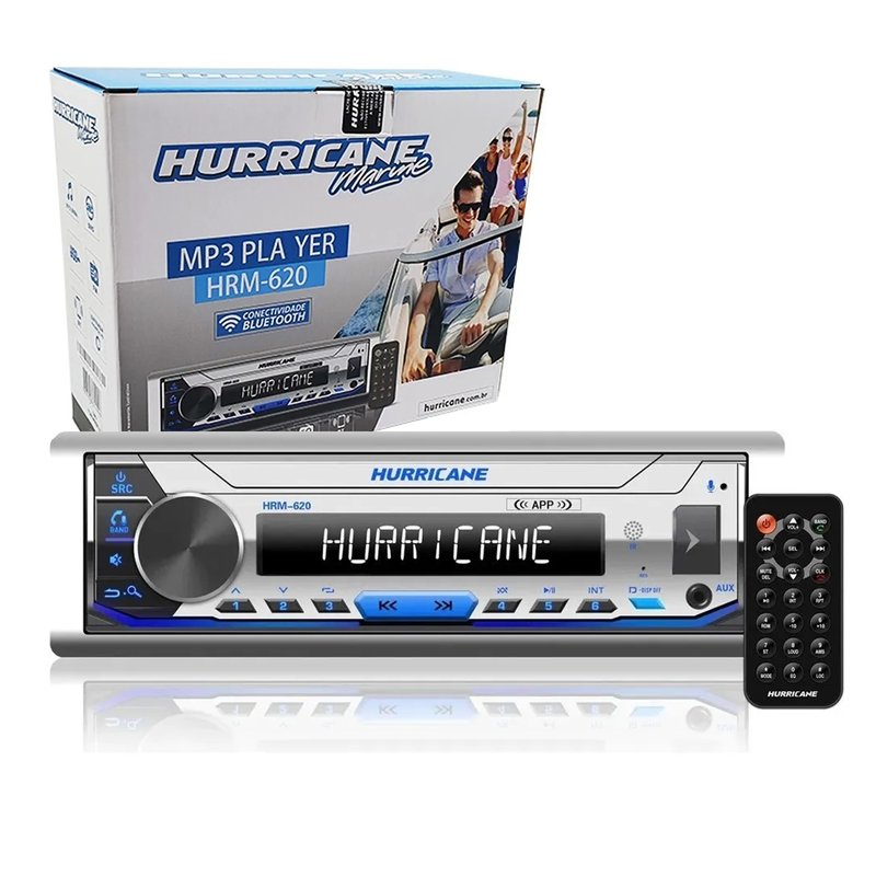 radio marinizado com bluetooth usb aux fm hrm620 hurricane