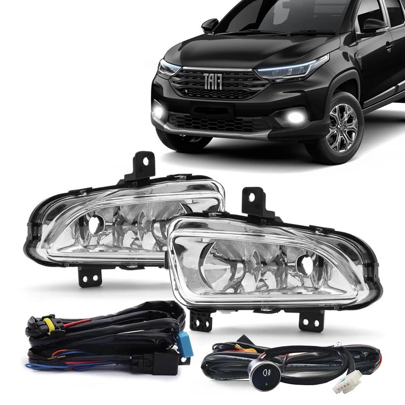 kit farol de milha fiat strada 2020 botao universal touch shocklight
