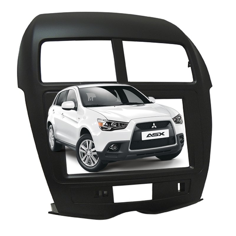 moldura painel 2 din 7 mitsubishi asx placa elet 2008 a 2013 fiamon 3180 preto