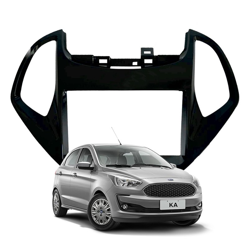Moldura 2 Din Ford Ka / Ka + Plus 2018 à 2021 Fiamon - 4071 - Preto
