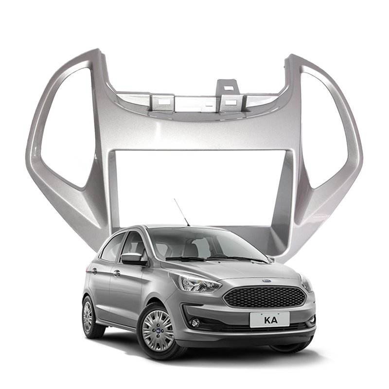 Moldura 2 Din Ford Ka / Ka + Plus 2018 à 2021 Fiamon - 4073 - Prata
