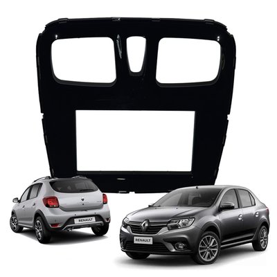 moldura 2 din para renault logan sandero 2016 a 2020 fiamon 3324 black piano