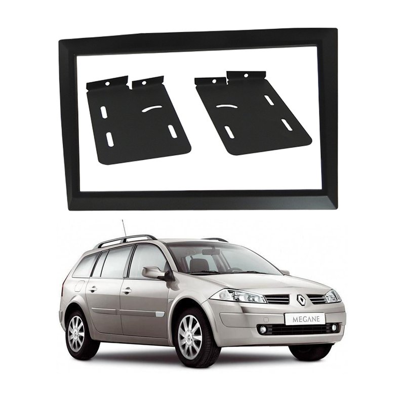 moldura 2 din painel renault megane grand tour com suporte fiamon 2895 preta