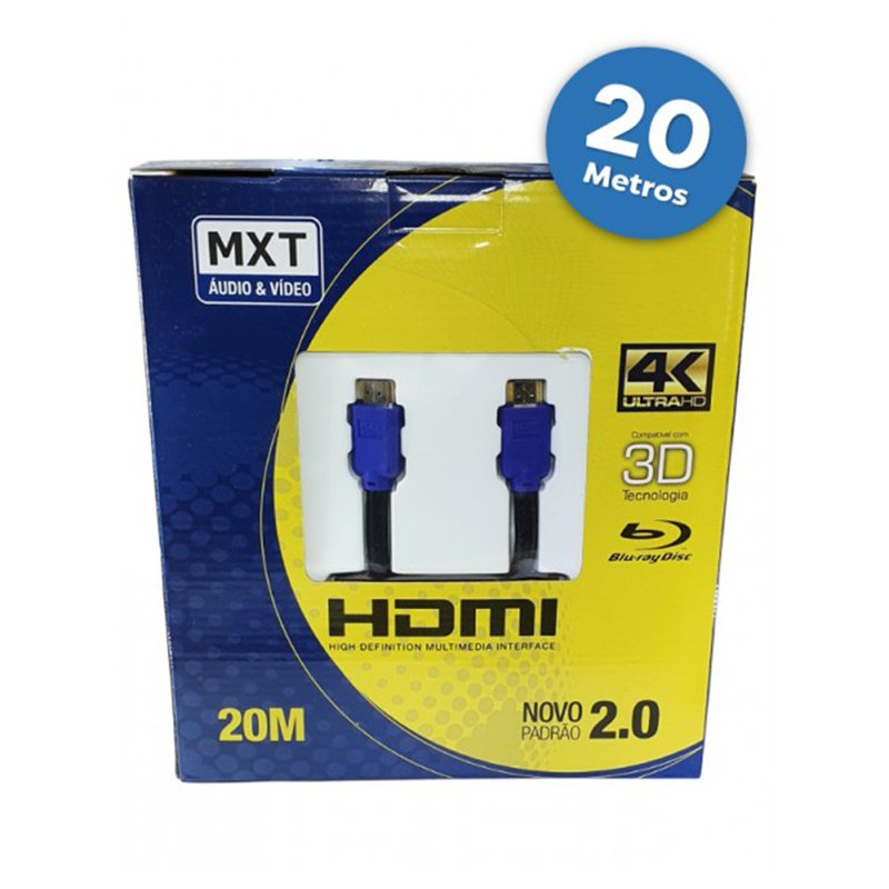 cabo hdmi 2 0 ultra hd 4k tecnologia 3d mxt 20m