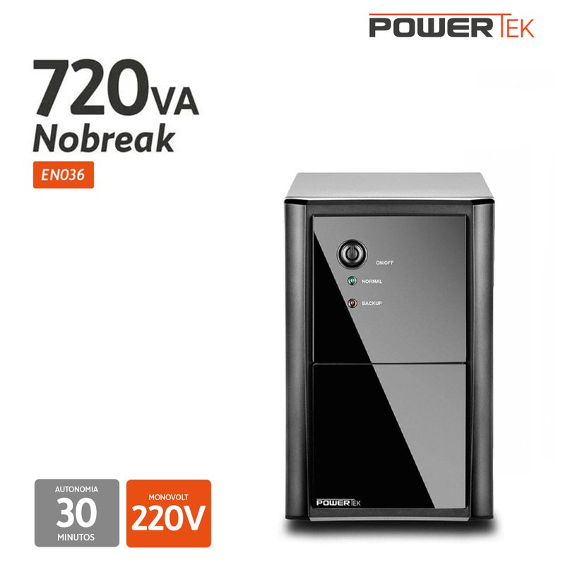 nobreak powertek 720va autonomia 30 min 220v en036 multilaser