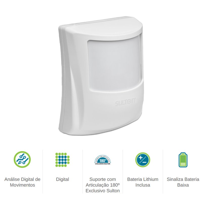 Sensor de Movimento Presença Digital SPW 415 Sem fio Sulton