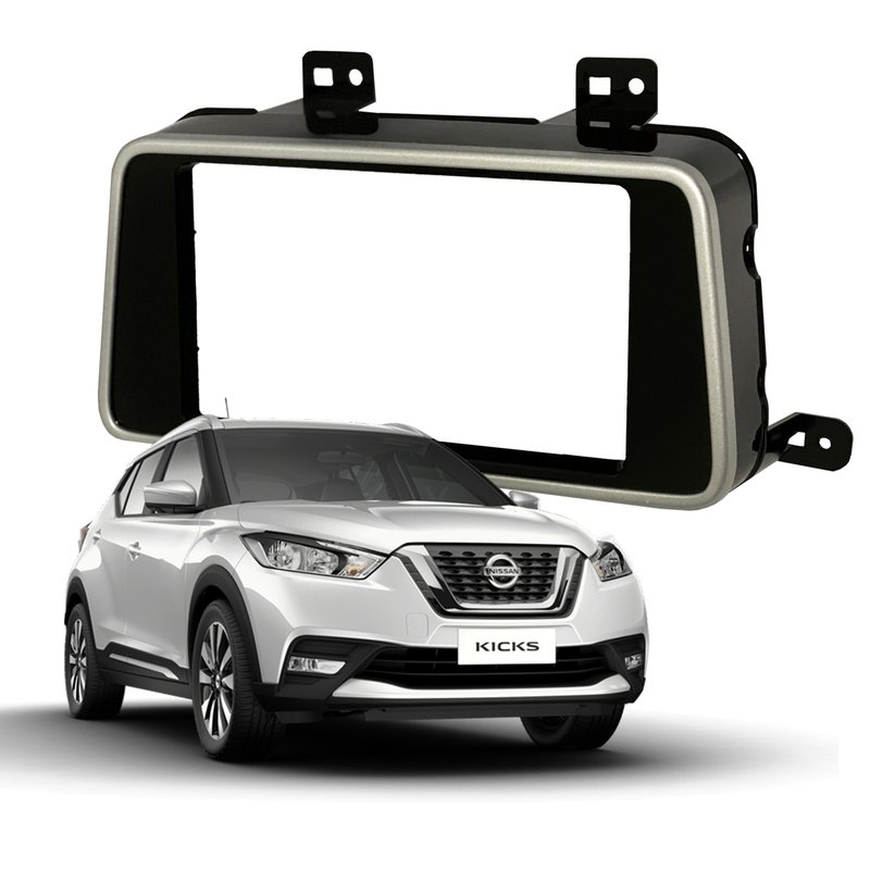 Moldura 2 Din Painel Nissan Kicks 2016 à 2021 Fiamon - 4004 - Black Piano