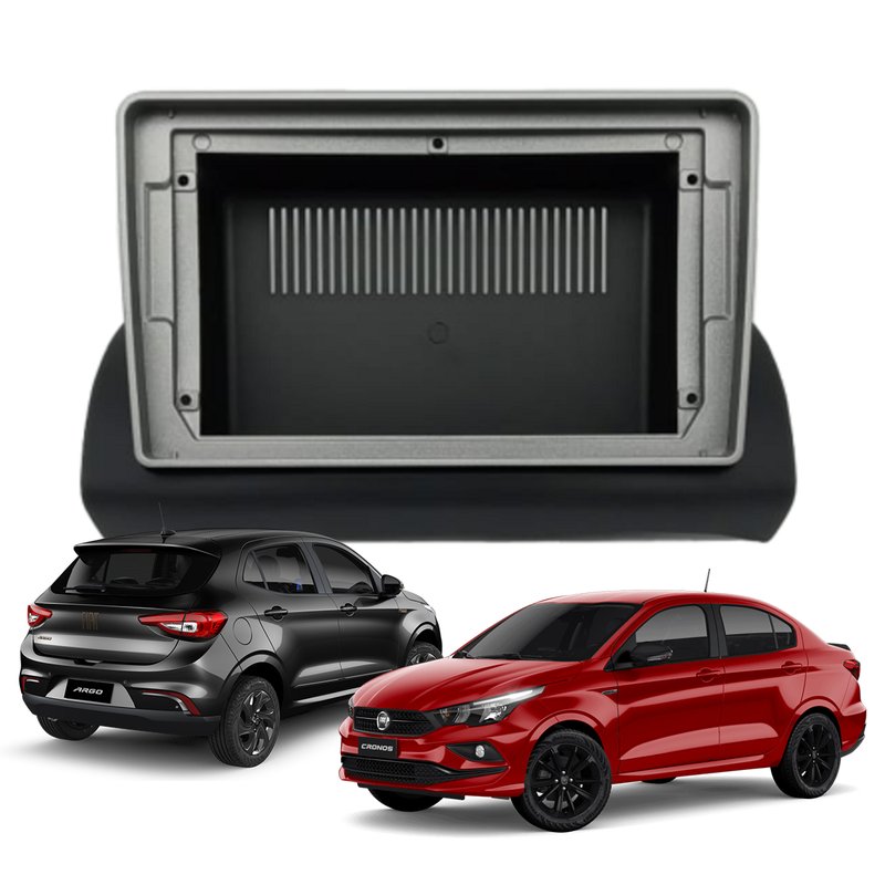 Moldura Painel 9 Polegadas Fiat Argo e Cronos Fiamon - 5772 - Preta com Filete Prata
