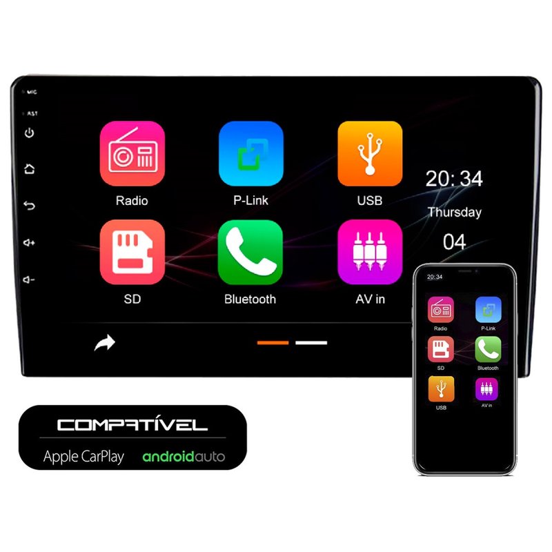 central multimidia 9 com apple car play e android auto jr8