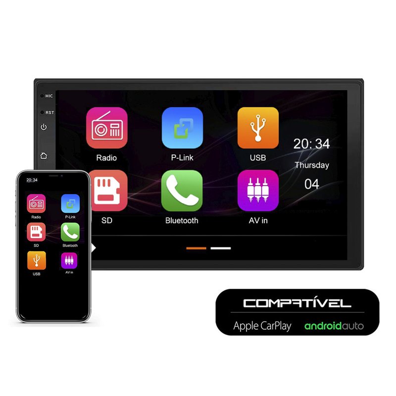 central multimidia 7 com apple car play e android auto jr8