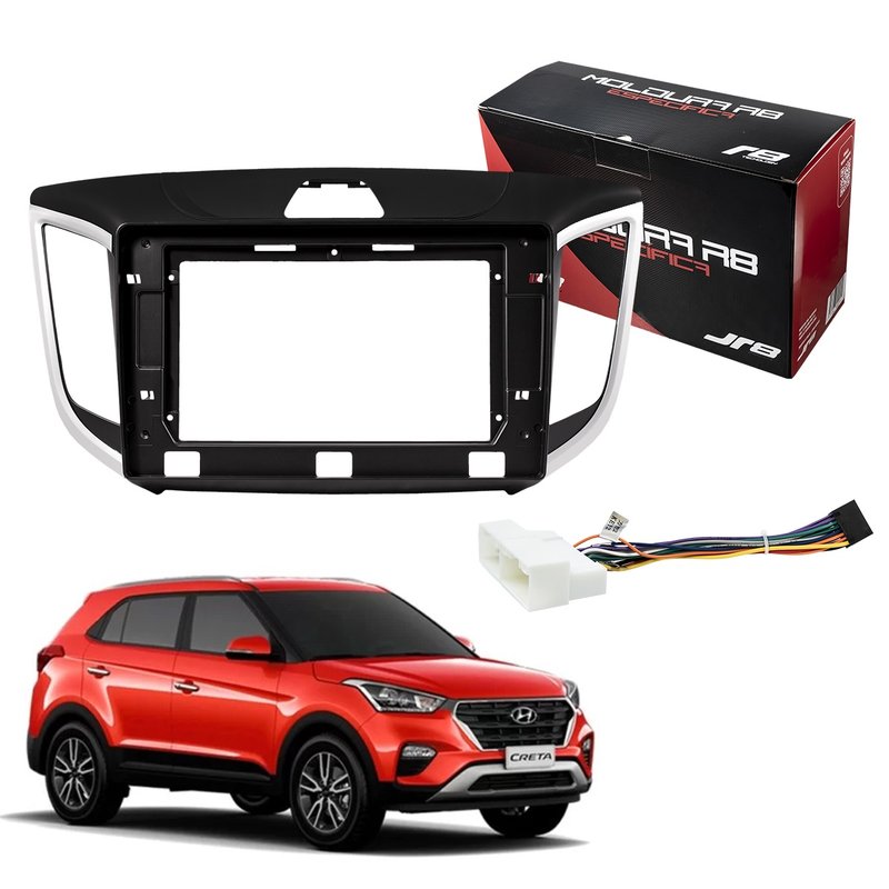 kit moldura painel 10 e chicote sem canbus hyundai creta r8