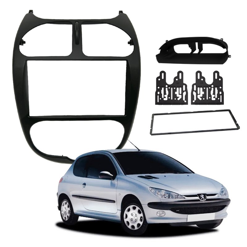 moldura 2 din painel peugeot 206 2004 a 2008 fiamon 4273 preto fosco