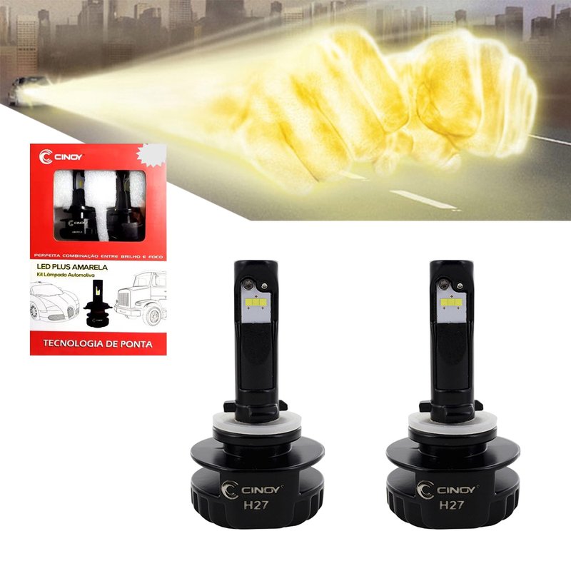 kit lampada led h27 32w 4200k amarelo cinoy