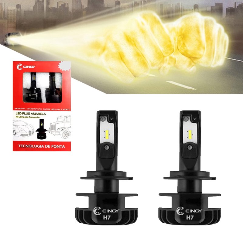 kit lampada led h7 32w 4200k amarelo cinoy