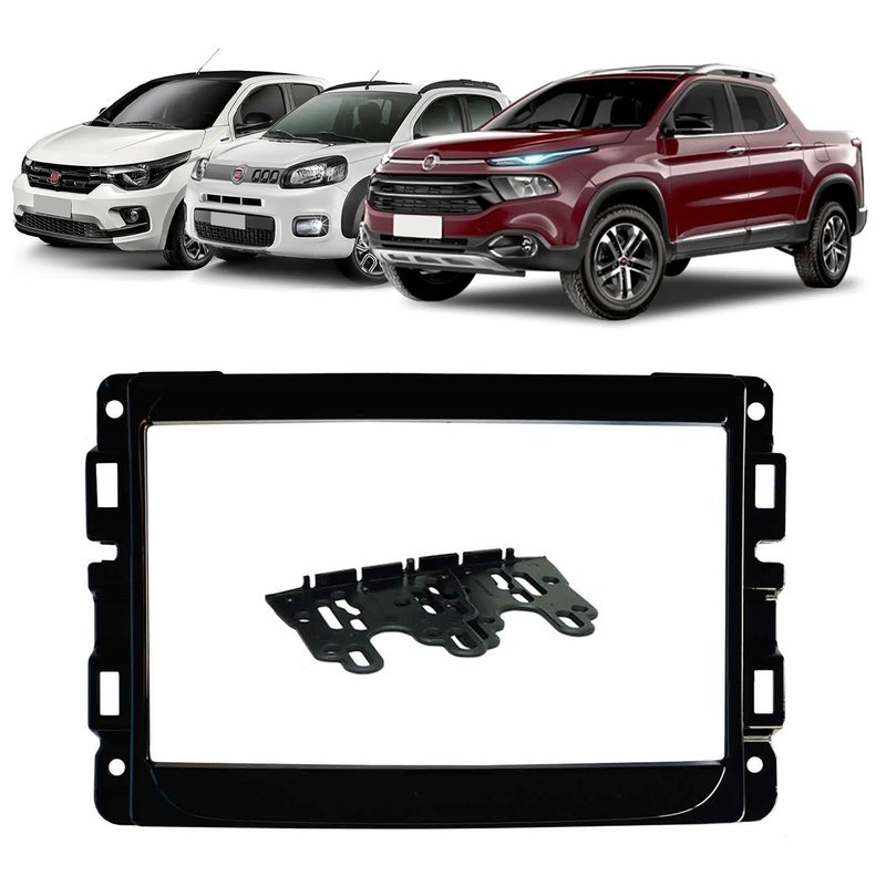 moldura 2 din painel fiat toro mobi uno completo fiamon 4006 black piano