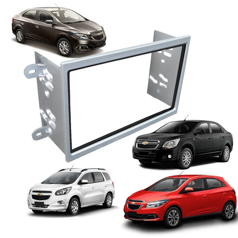moldura 2 din gm onix novo prisma cobalt spin ap679 autoplast prata