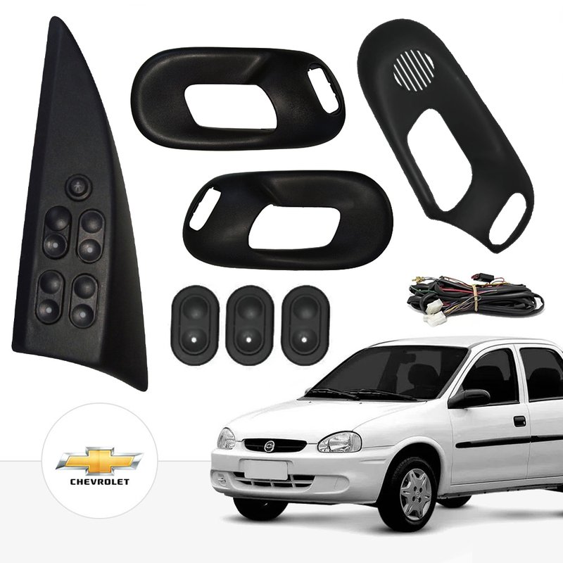 kit vidro eletrico sensorizado corsa hatch sedan classic completo terminal coluna tragial