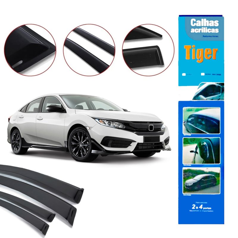 calha de chuva automotiva civic 2017 a 2020 hd7700 tiger