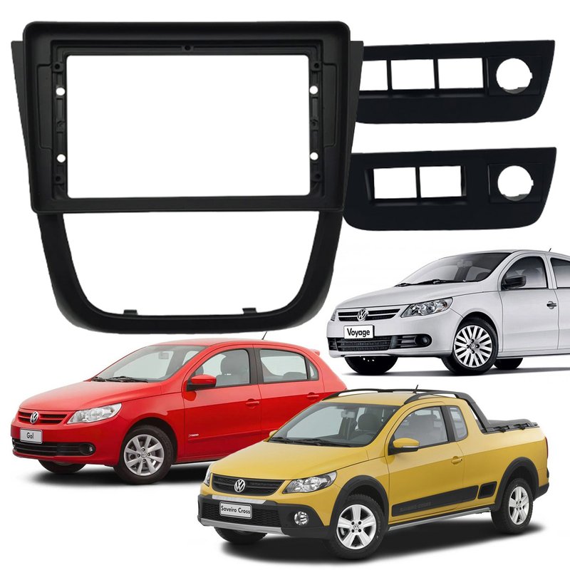 moldura painel 9 polegadas gol g5 saveiro voyage fiamon 5851 preto fosco