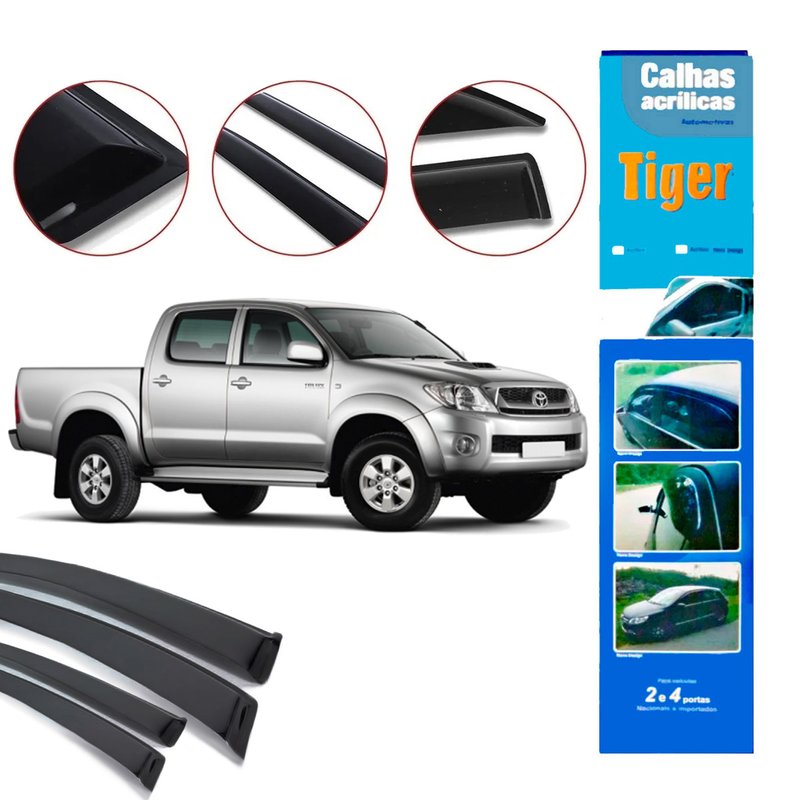 calha de chuva automotiva hilux srv 4 portas 2005 a 2013 ty3664 tiger