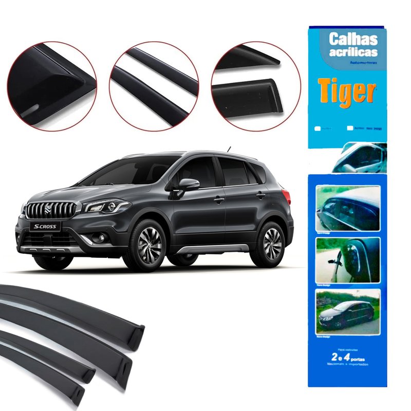 calha de chuva automotiva suzuki s cross 2016 a 2018 s8108 tiger