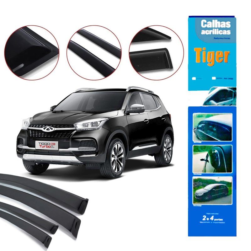 calha de chuva automotiva novo tiggo 5 4 portas c3282 tiger