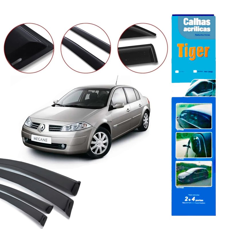calha de chuva automotiva megane 2006 a 2013 4 portas rn4736 tiger