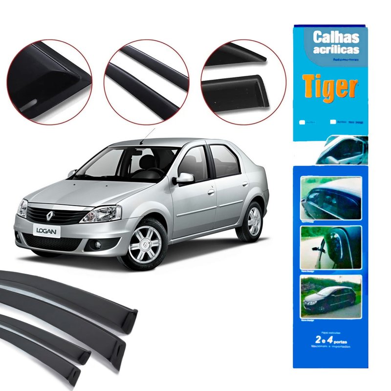 calha de chuva automotiva logan 4 portas ate 2013 rn4705 tiger