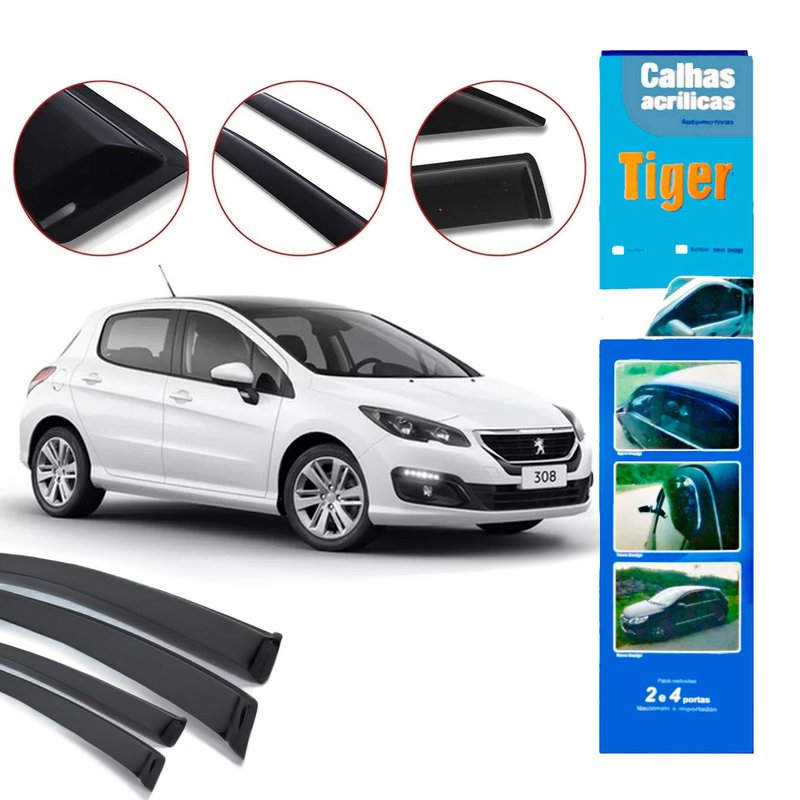 calha de chuva automotiva peugeot 308 pg7690 tiger