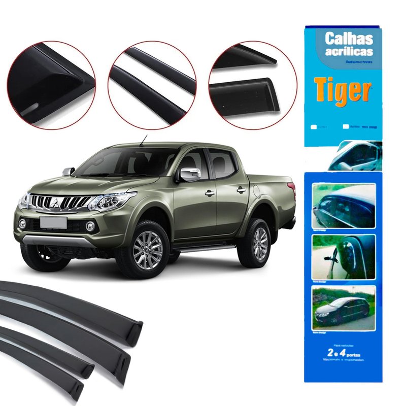 calha de chuva automotiva l200 triton 2017 4 portas mt8091 tiger