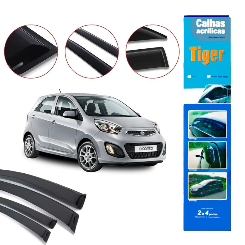 calha de chuva automotiva picanto 2012 a 2017 4 portas k8486 tiger