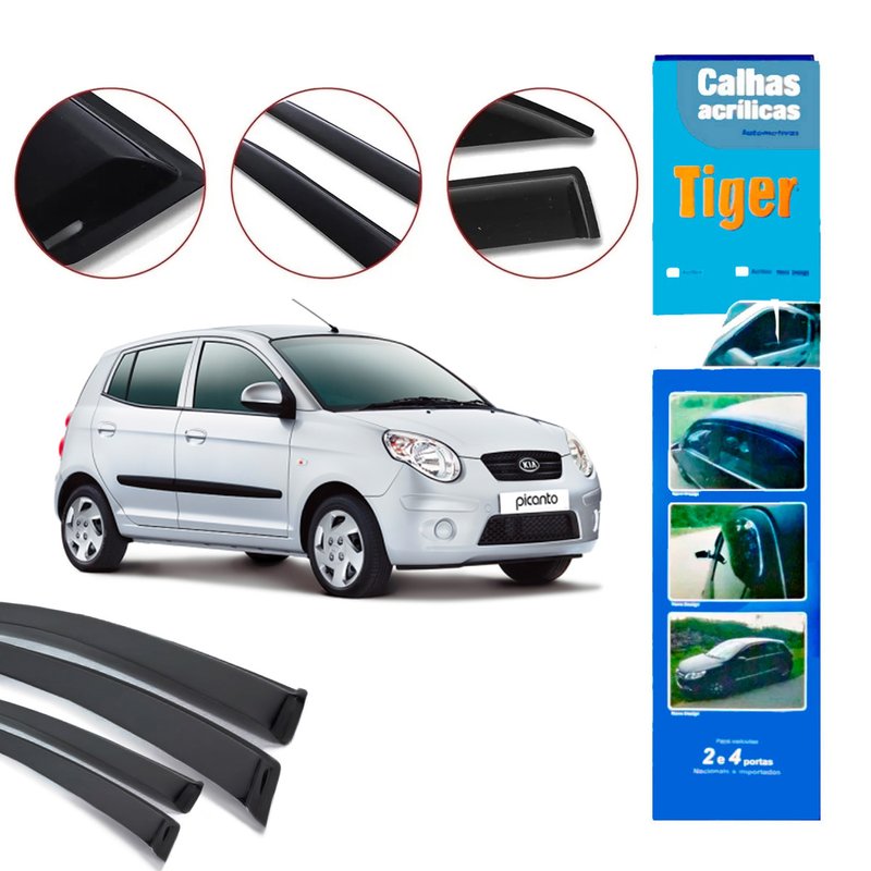 calha de chuva automotiva picanto 2010 4 portas k8482 tiger