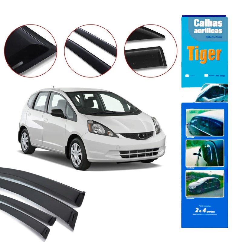 calha de chuva automotiva honda fit 2009 ate 2013 hd3740 tiger