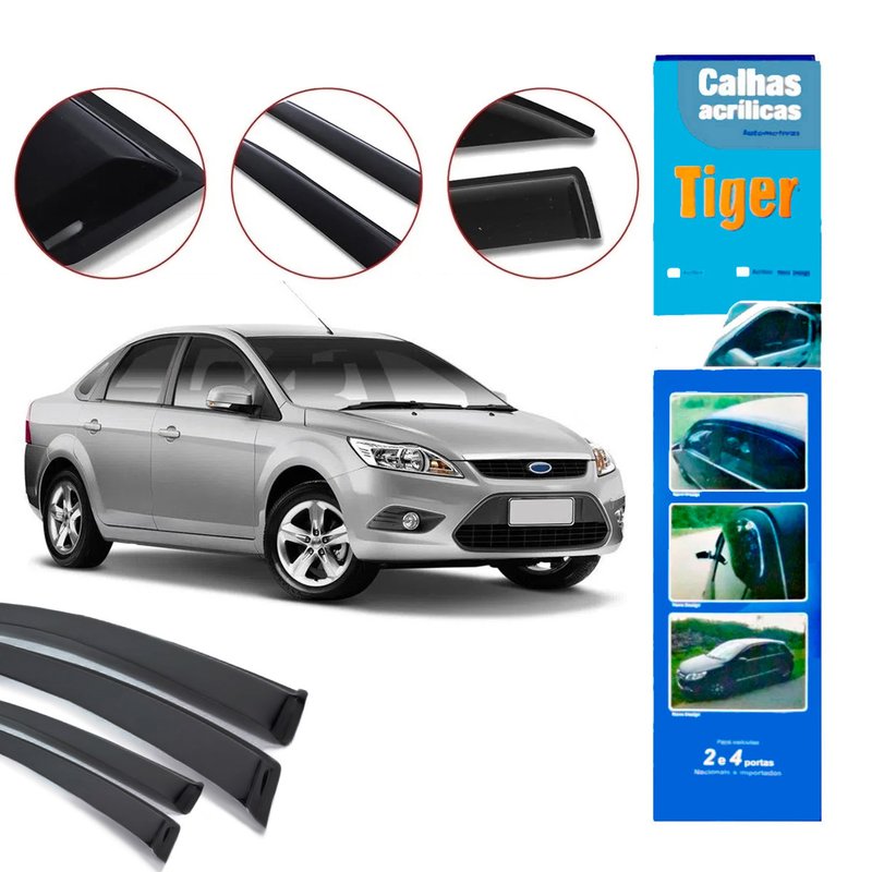 calha de chuva automotiva focus hatch e sedan 2008 2013 4 portas fd9519 tiger