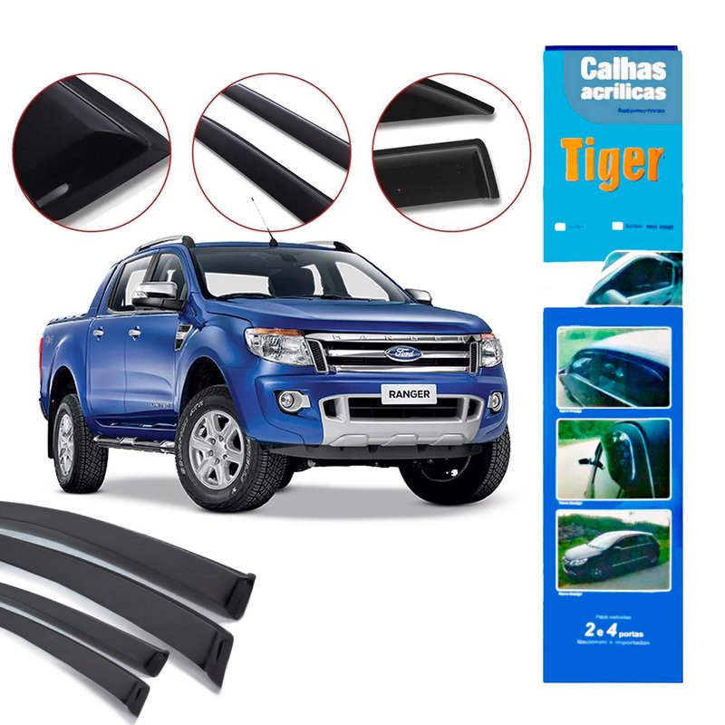 calha de chuva automotiva nova ranger 2012 4 portas fd4068 tiger