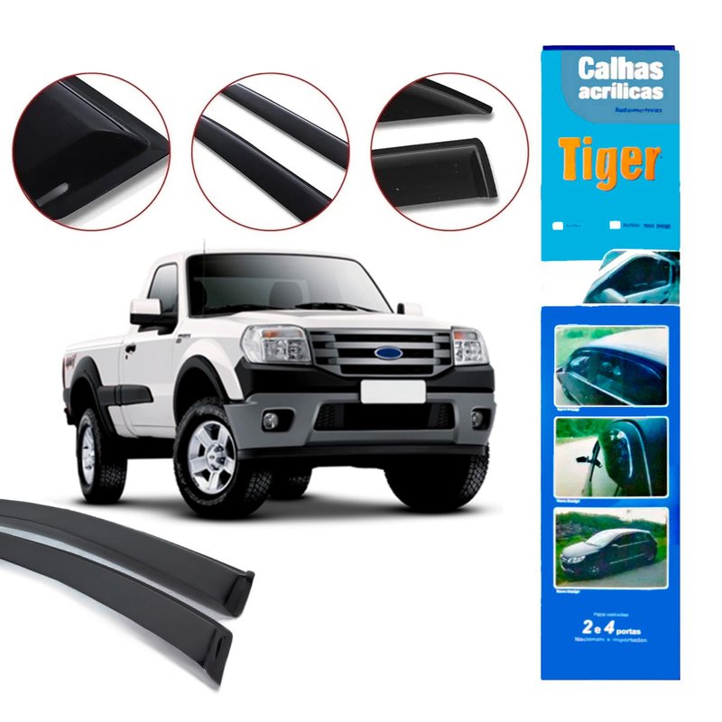 calha de chuva automotiva ranger 2 portas antiga ate 2012 fd4057 tiger