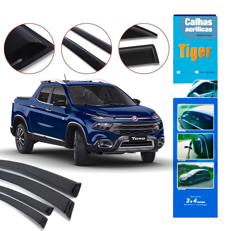 calha de chuva automotiva fiat toro 4 portas ft9928 tiger