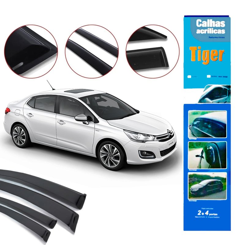calha de chuva automotiva citroen c4 launger 4 portas ct4586 tiger