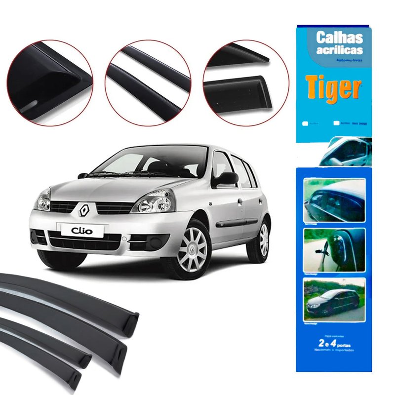 calha de chuva automotiva clio 2004 2 portas rn3746 tiger