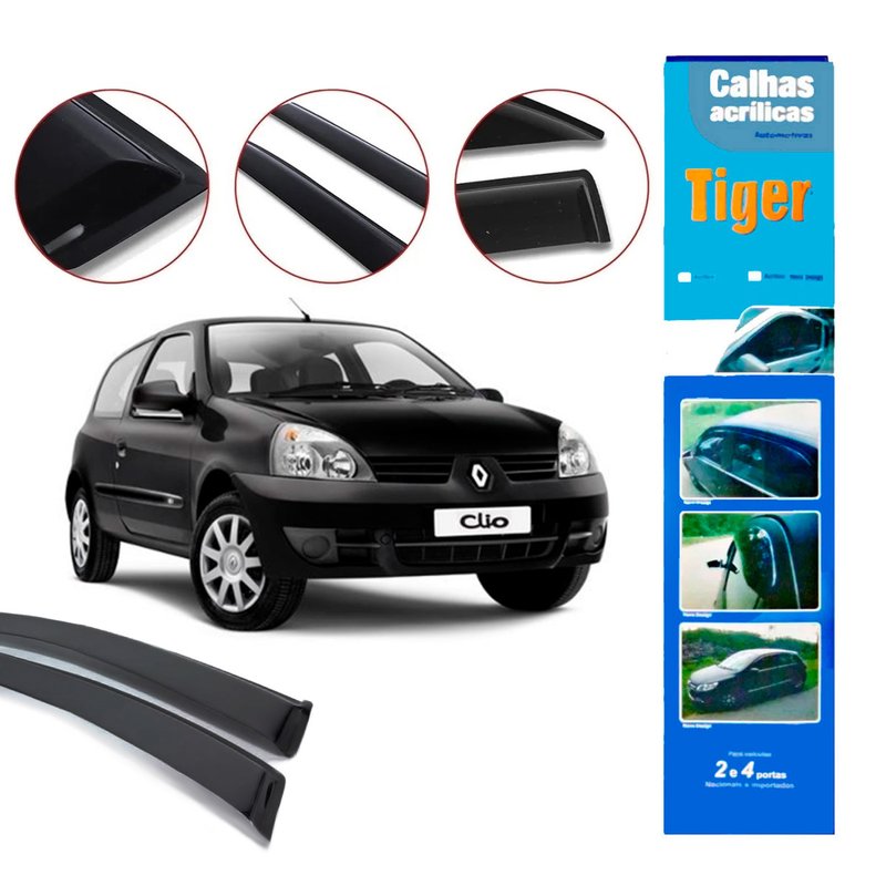 calha de chuva automotiva clio 2004 2 portas rn3746 tiger