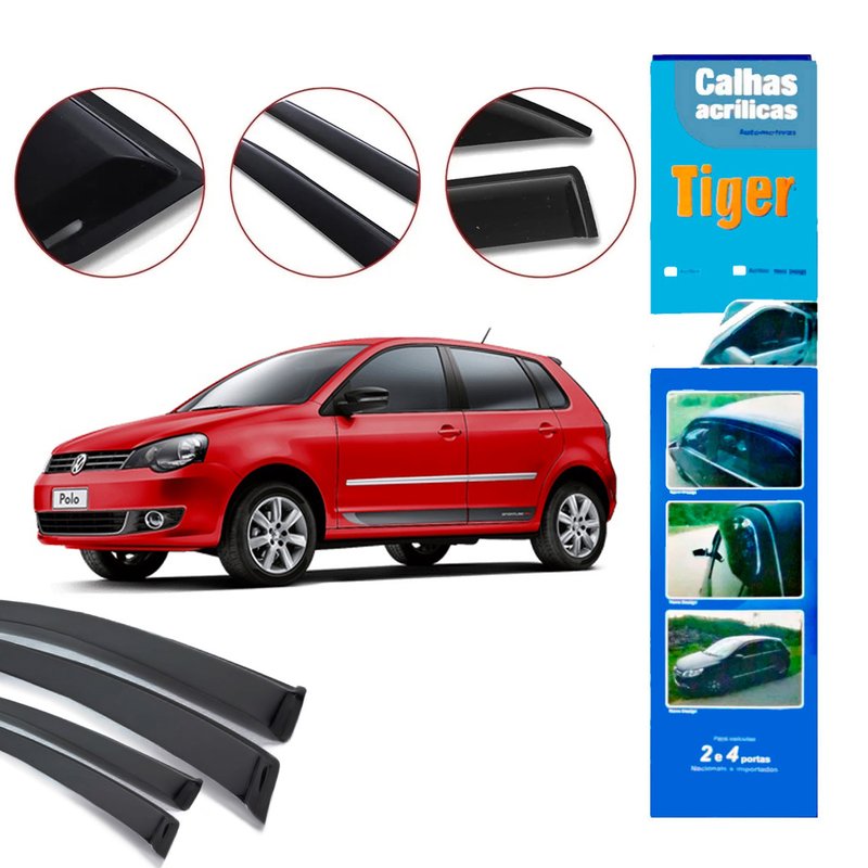 calha de chuva automotiva novo polo hatch 4 portas vw3678 tiger