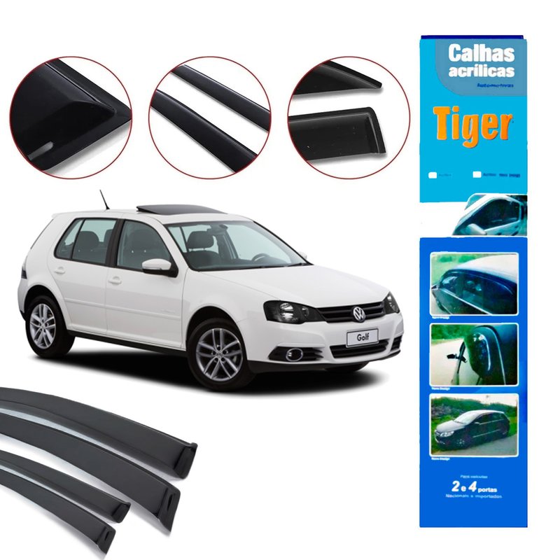 calha de chuva automotiva golf 4 portas 1999 a 2013 vw7737 tiger