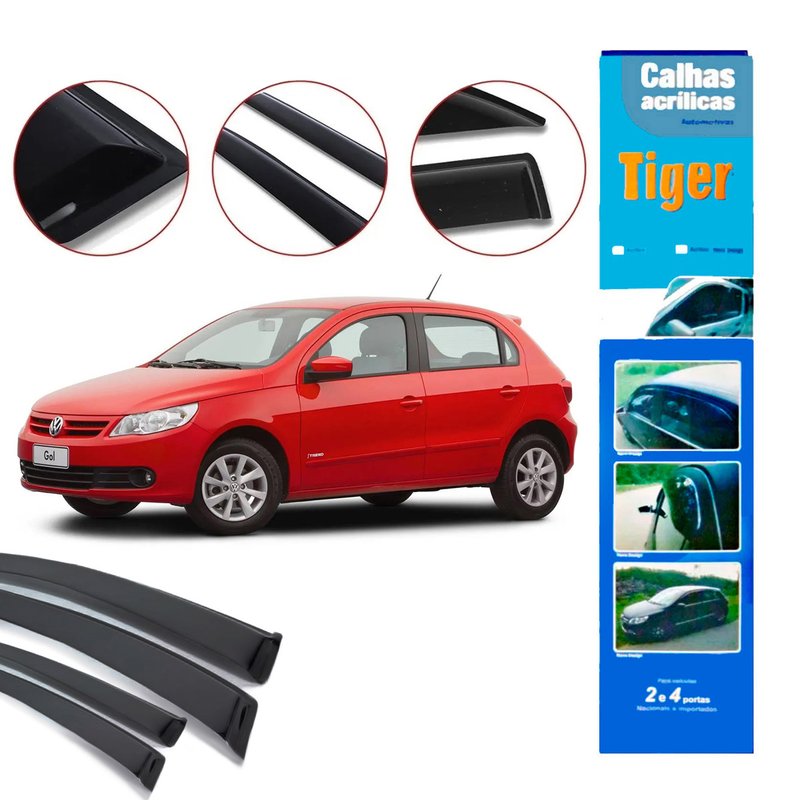 calha de chuva automotiva gol g5 2008 em diante 4 portas vw7492 tiger
