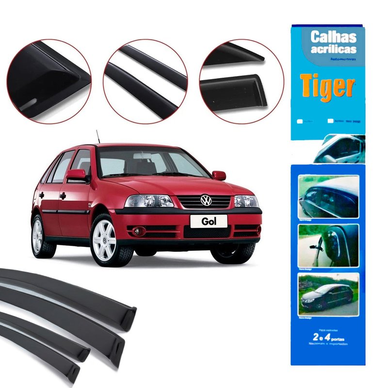 calha de chuva automotiva gol parati 4 portas 1998 em diante vw3364 tiger