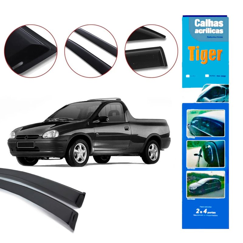 calha de chuva automotiva pick up corsa 2 portas gm3609 tiger