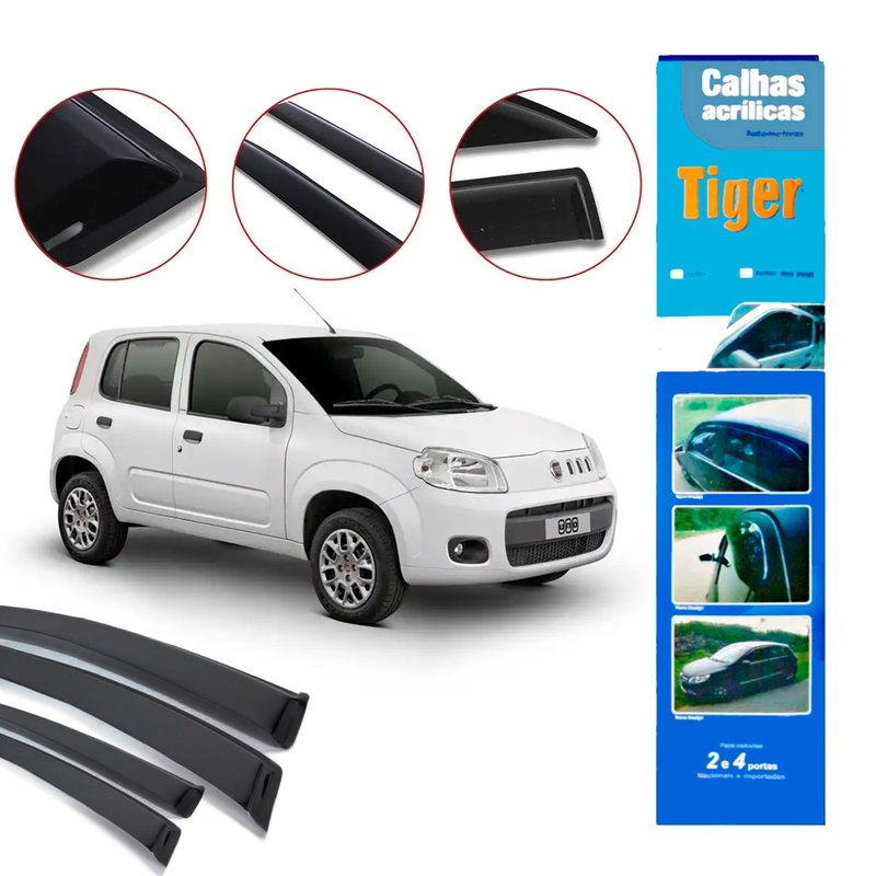 calha de chuva automotiva novo uno 4 portas ft8710 tiger