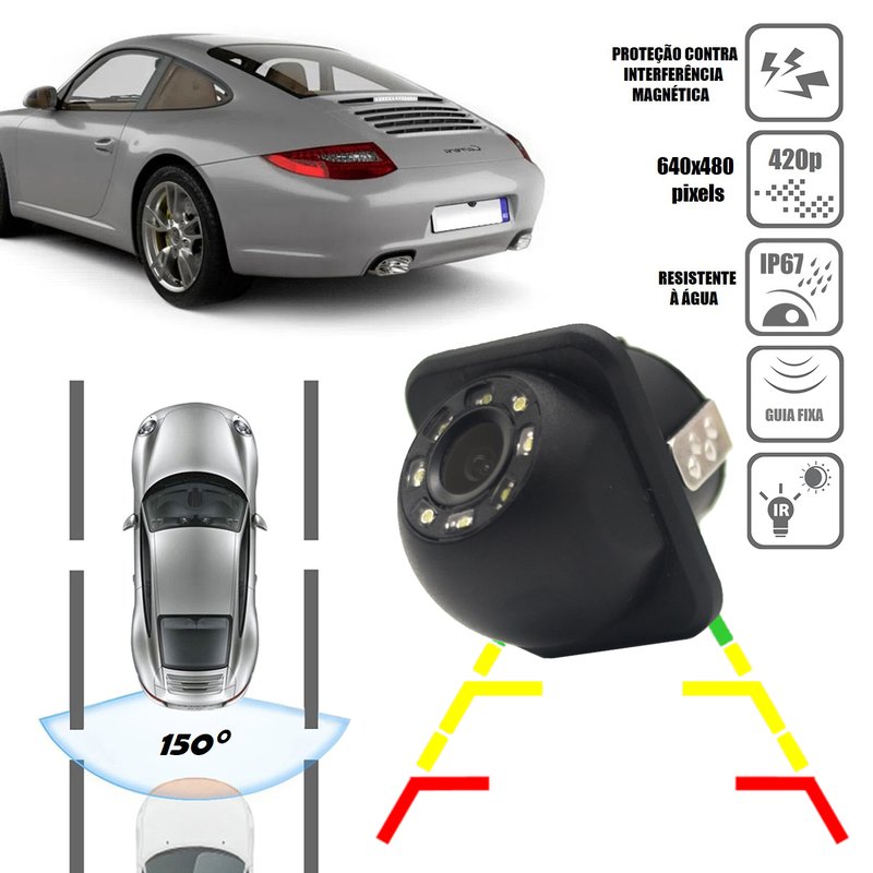 21462 camera de re automotiva tartaruga com visao noturna techone