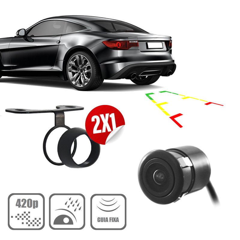camera de re automotiva 2x1 com infravermelho cinoy